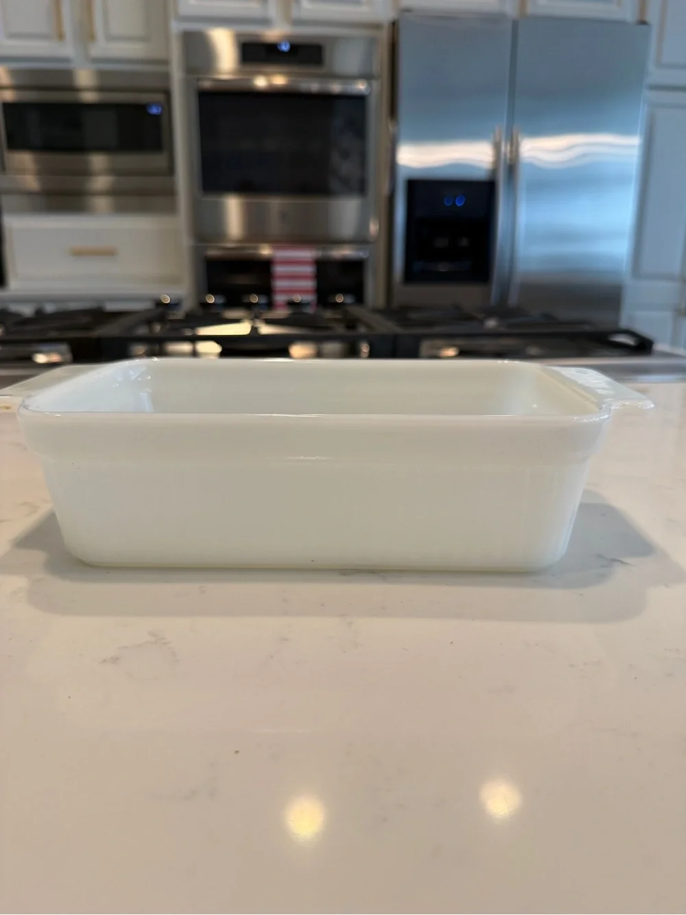 Vintage Fire-King 1409 White Milk Glass Loaf Pan 1 Qt Anchor Hocking Oven Ware U